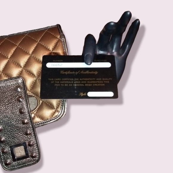 Be&D VINTAGE STUDDED SMALL HANDBANG/CLUTCH METALLIC BRONZE LEATHER CLUTCH - Picture 6 of 12